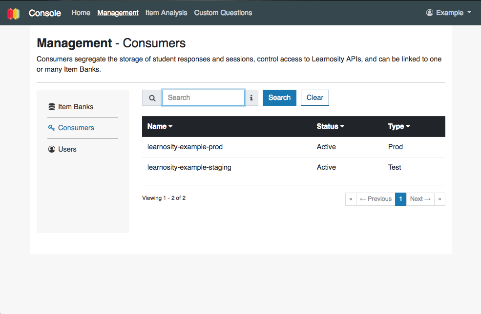 Learnosity Console Management Module