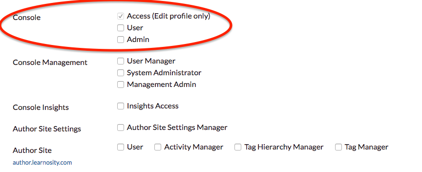 Management / Console / Roles.